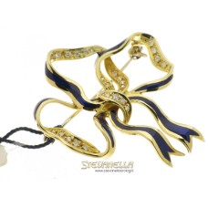 FABERGE' spilla oro giallo 18kt con smalto blue e diamanti referenza F-1150